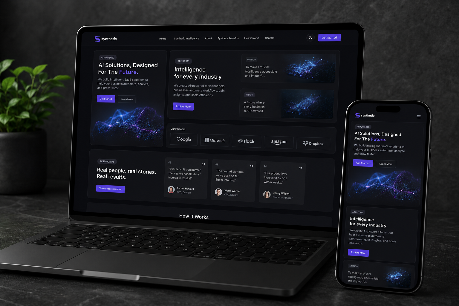 Synthetic Intelligence – AI SaaS & Tech Startup HTML5 Template