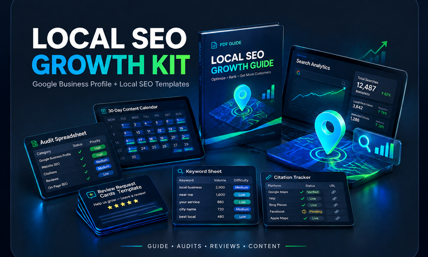 A Complete Toolkit To Boost Local Visibility, Google Business Profile, Website SEO, Reviews, And Content.